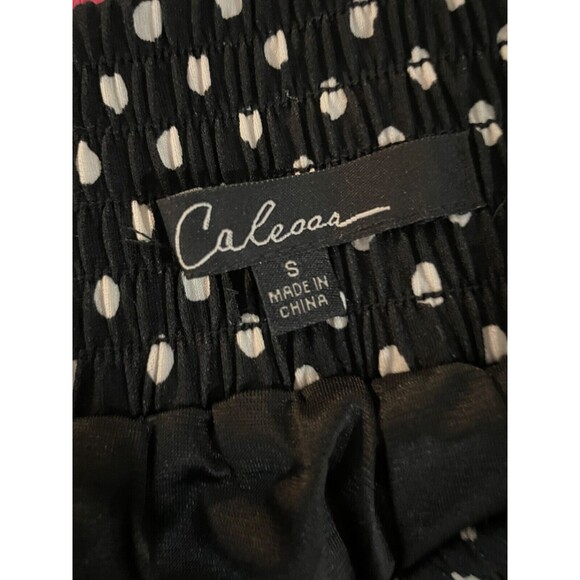 Calessa Women's Polka Dot Wide Leg Pull On Stretch Knit Pants size S Smocked - Picture 8 of 10